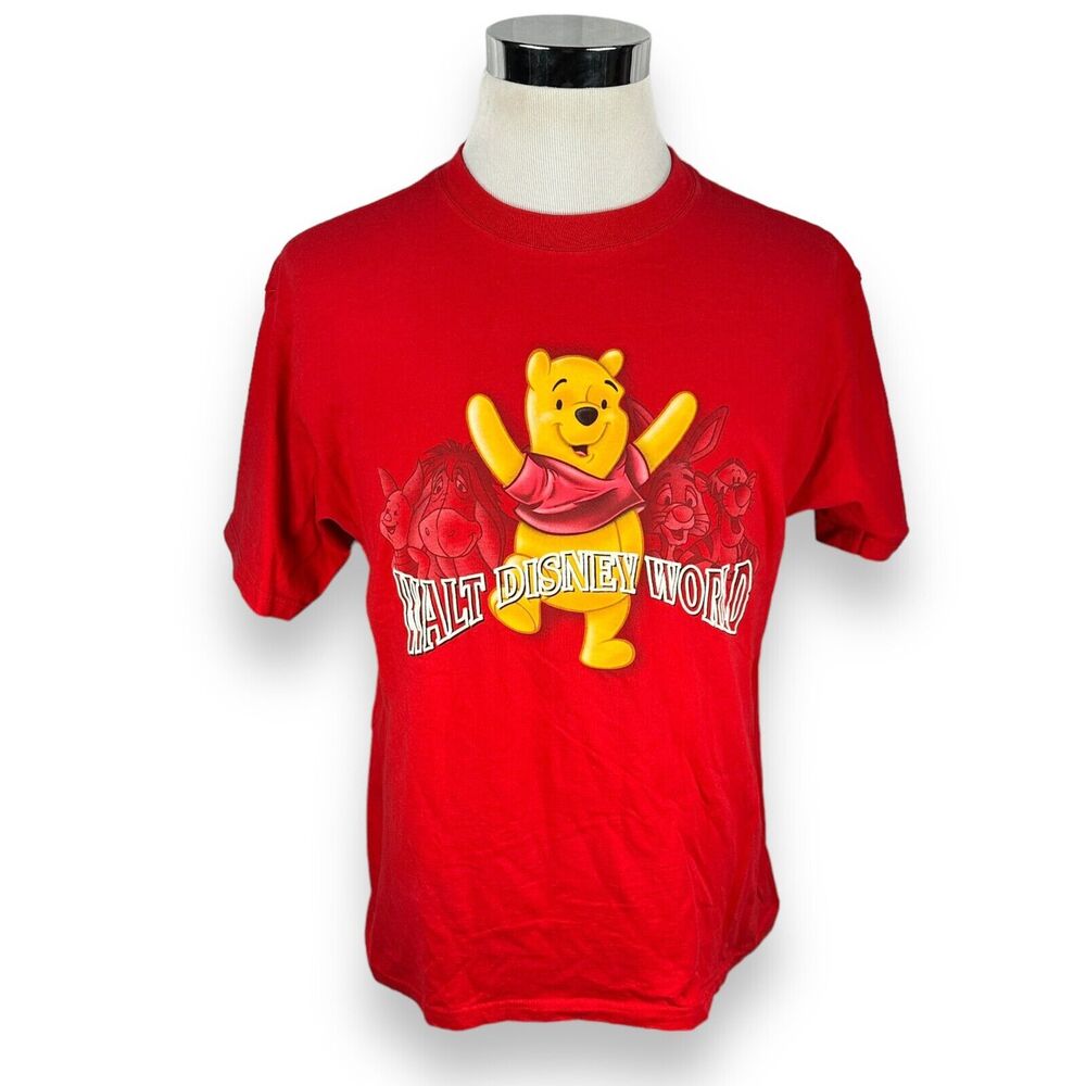 Vintage Walt Disney World Winnie‎ The Pooh T-Shirt Men Large Red USA 90s Cotton